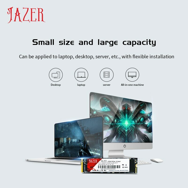 Jazer-Unidade Interna de Estado Sólido para PC Desktop e Laptop, M.2 NVMe, PCIe3.0, SSD, Disco Rígido, HDD, 256GB, 512GB, 1T, 2T