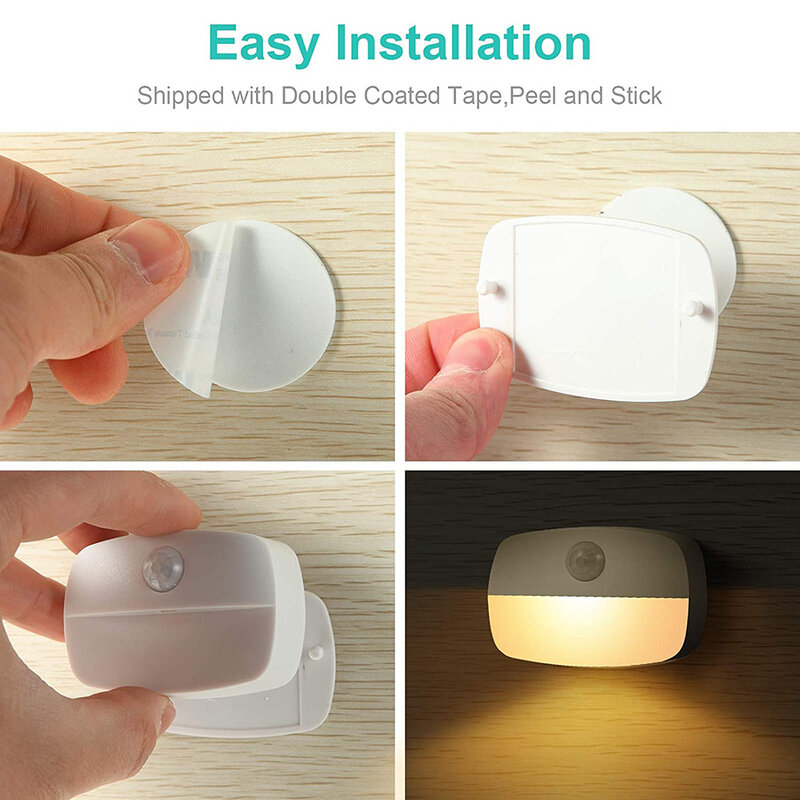 6/3/1 pçs pir sensor de movimento luz alimentado por bateria led lâmpada de parede para o quarto cozinha armário corredor caminho escada decoração da lâmpada
