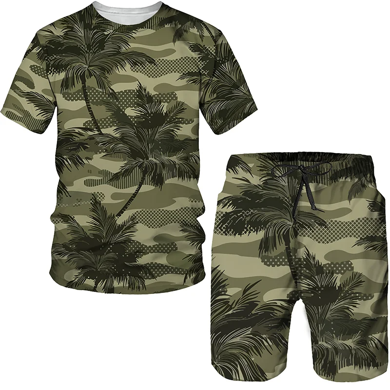 Street Style 3D Graffiti gedruckt T-Shirt Set Sommer Männer/Frauen Sportswear/Camouflage Top/Shorts Casual Fashion Herren bekleidung Set