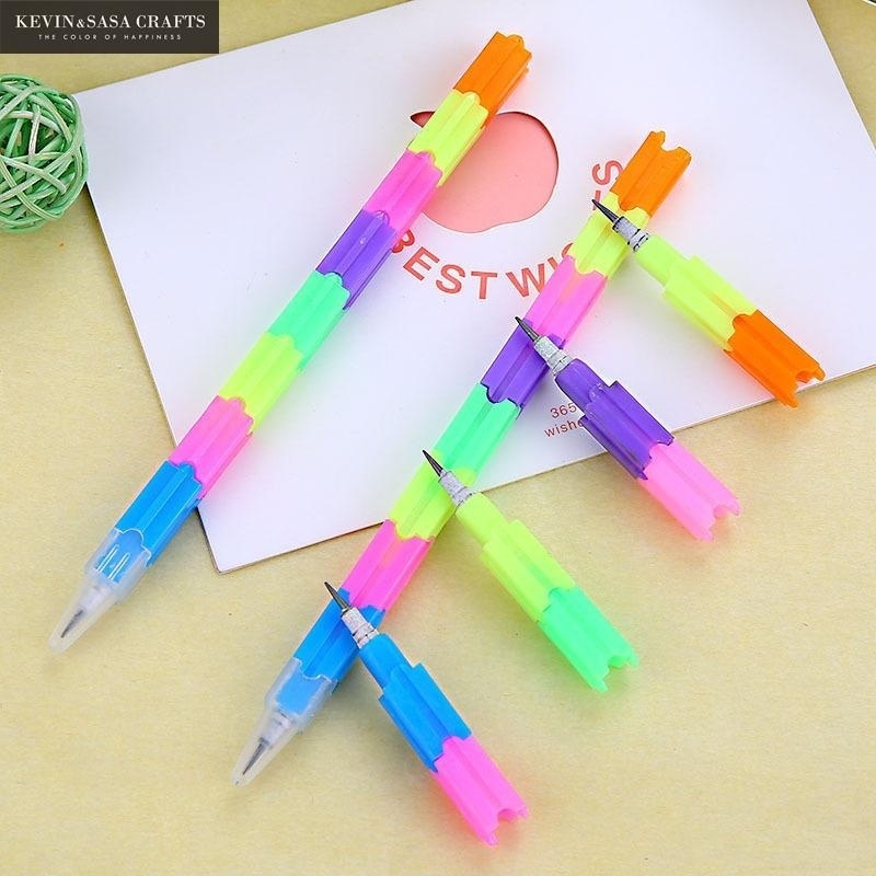 5 Buah/Lot Pensil Kreatif Rainbow Stacker Swap Blok Bangunan Pensil Non-mengasah Pensil Menulis untuk Anak-anak Pensil Lucu
