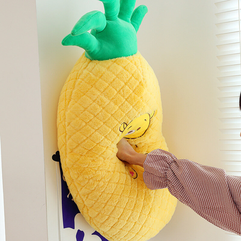 Coussin en Peluche à Motif d'Ananas pour Décoration de Chambre, 50/70/90/110cm, Mignon, Kawaii, Animaux, Plantes, Ours, Anime