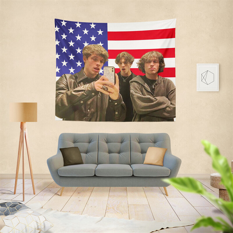 Gaslight brama Girlboss trojaczki Sturniolo flaga ameryki gobelin ozdoba na ścianę do dekoracji wystrój salonu sypialni