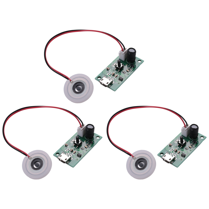 3Pcs Mist Maker Atomization Plate with 5V USB Humidifier Module Integrated Circuit Board Driver with Timing Switch