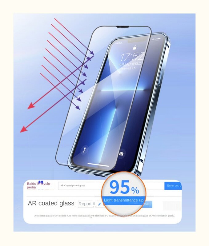 Pellicola proteggi schermo antiriflesso AR Eye antideflagrante per iPhone 14 Plus 13Pro Max 12/11/xs max vetro temperato