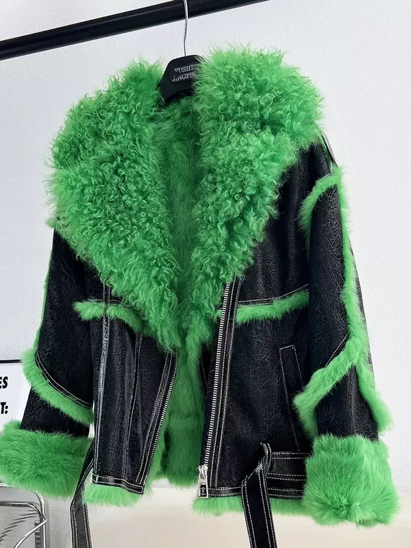 Женское меховое пальто на осень и зиму, универсальное, короткое, Вьющееся, модное, крутое, приталенное, повседневное, фиолетовое, зеленое, теплое