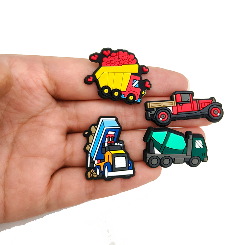 Engineering Vehicle Shoe Decorations Charms for Clogs Freight Car Shoe Charms PVC Excavator Mixer Truck Shoe Accessories