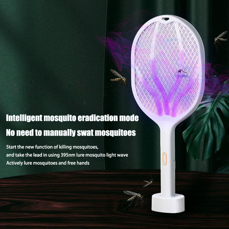 Porażenie prądem 2in 1 urządzenie przeciw komarom fioletowe światło pułapka muchy Swatter USB akumulator do użytku domowego lato łapka na owady Mosquito