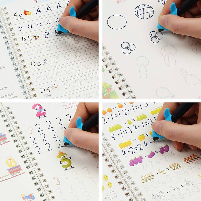 Free Shipping Reusable Montessori Toys English French Copybooks Pen Children's Writing Sticker Magic Copybook For Calligraphy