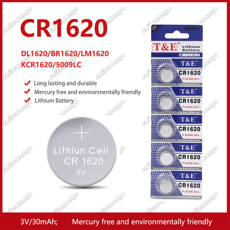 2 buah-50 buah 3V CR1620 baterai tombol Lithium DL1620 BR1620 ECR1620 5009LC LM1620 CR 1620 KCR1620 baterai jam tangan koin 30mAh