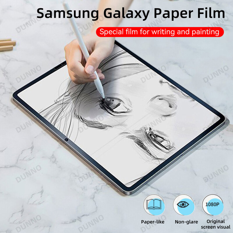 รู้สึกเหมือนกระดาษป้องกันหน้าจอสำหรับแท็บ Samsung Galaxy S6 Lite S7 S9 S8 S5E S4 A8 A7 Lite ฟิล์มสัมผัสกระดาษ PET ด้านเขียน