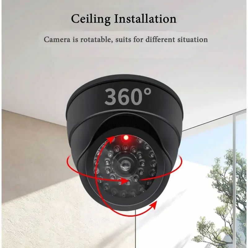DUNIConch-Fausse caméra de sécurité CCTV, lumière LED clignotante rouge, système de sécurité de surveillance pour la maison et le bureau, noir et blanc, nouveau