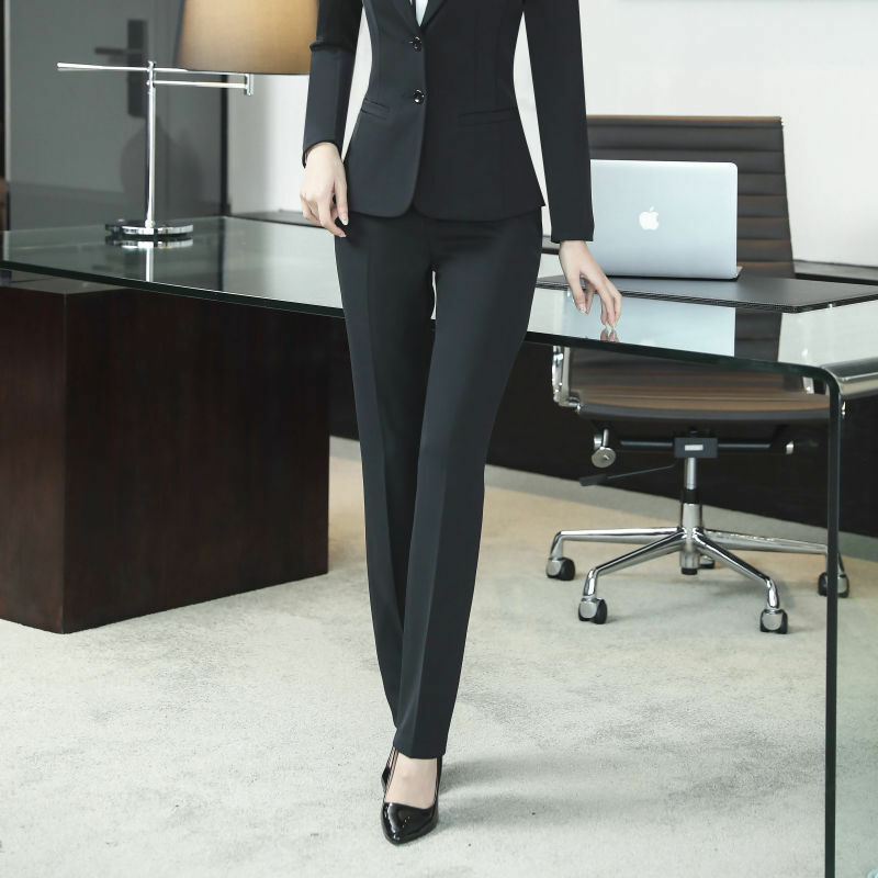 Yeoguoji Setelan Celana Wanita Pinggang Tinggi Kantor Pakaian Celana Panjang Formal Kerja Disesuaikan Wanita Elegan Kasual Celana Lurus