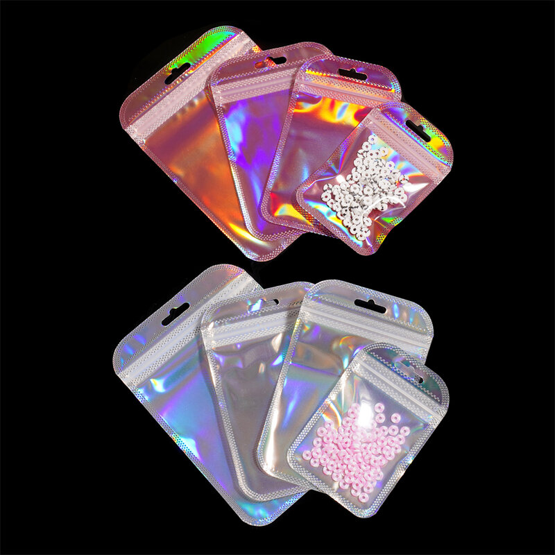 50Pcs/Lot Self-Sealing Laser Small Plastic Bags for Earring Jewelry Display Bags Pouch Gift Packaging Organizer Storage Bag