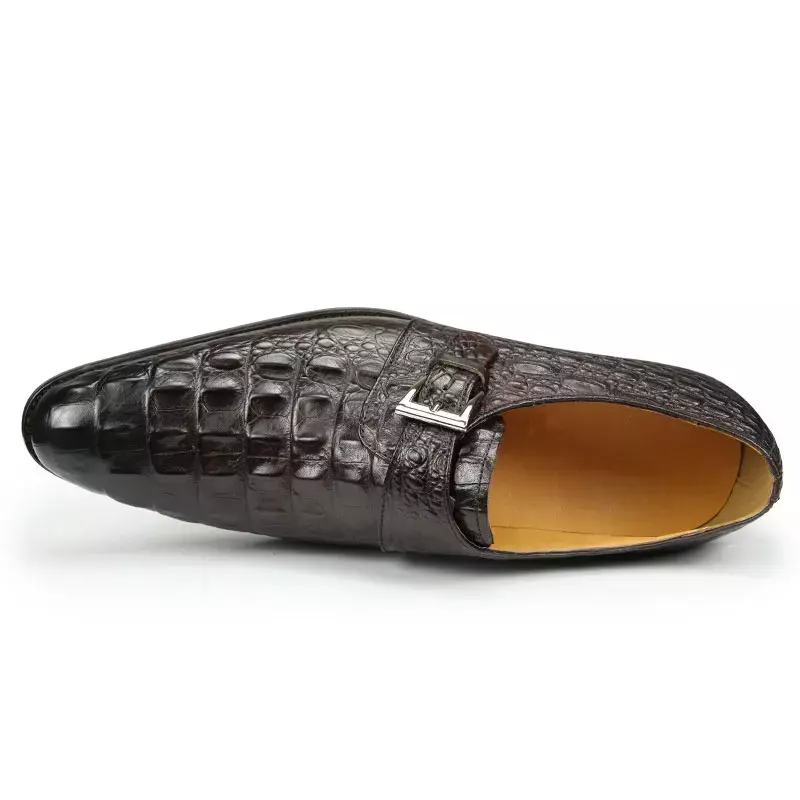 Mocassins oxford fivela sapato masculino crocodilo impressão formal couro genuíno dedo do pé apontado deslizamento em café azul tamanho 39-48 personalizável