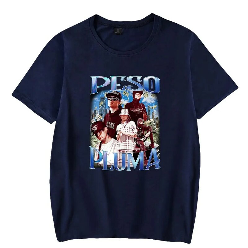 Peso Pluma unisex เสื้อยืดแขนสั้นผู้ชายผู้หญิง, เสื้อยืดคอกลมฮาราจูกุพิมพ์ลายลำลองนักดนตรีที่มีสไตล์