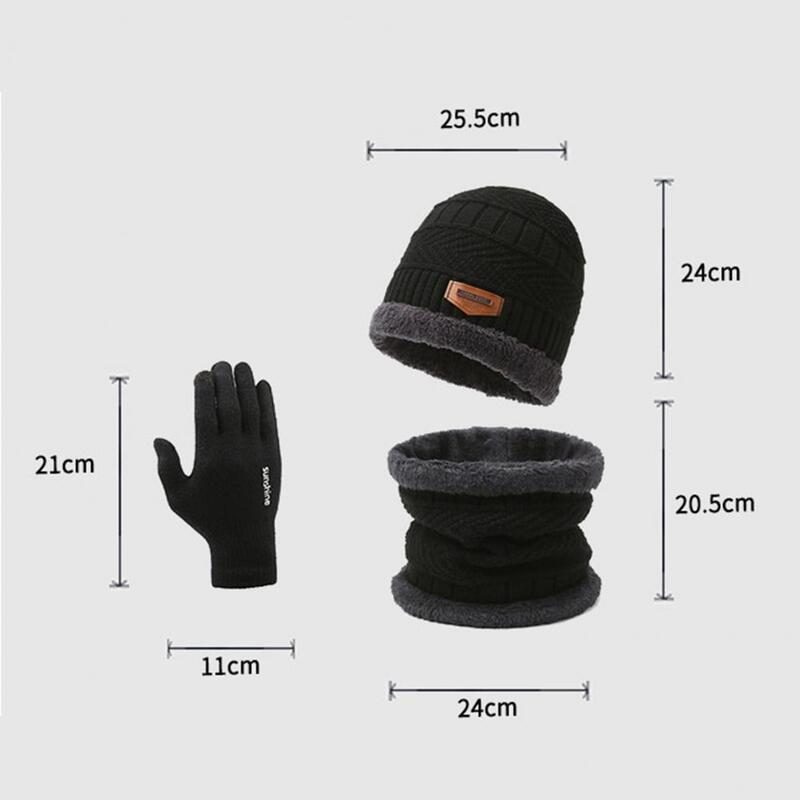 Winter Hat Set Hat Scarf Gloves Set Men's Winter Hat Scarf Gloves Set Thick Knitted Warm Outdoor Cycling Cap with for Winter