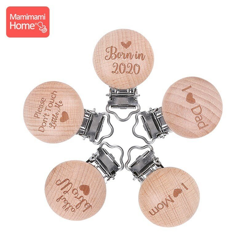 10pcs Wood Pacifier Clips Baby Beech Wooden Teether Rodent DIY Pacifier Chain Nipple Holder Child Chewing Toy Gift Soother Clasp