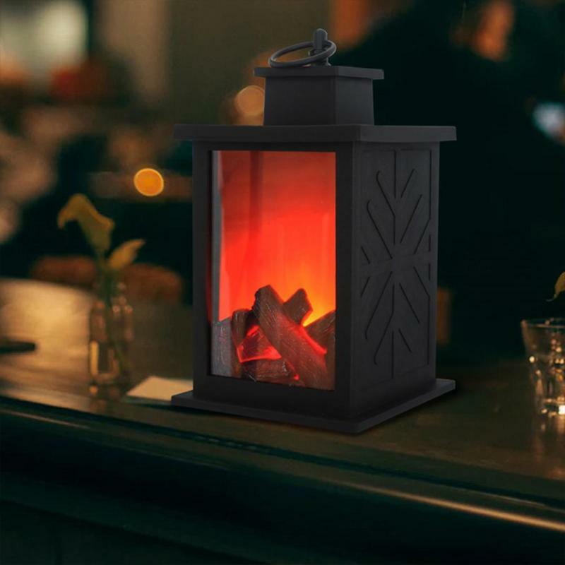 Linterna de llama de plástico para decoración de Navidad y Halloween, luz LED para exteriores, delicada originalidad, batería de chimenea simulada de larga duración