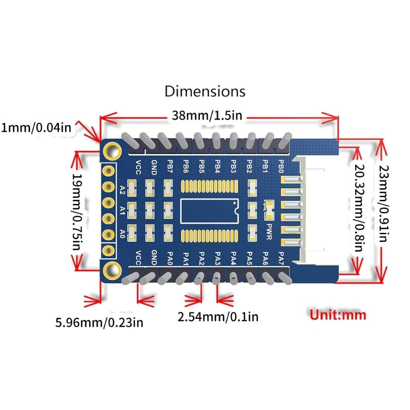 scheda espansione controllata I2C MCP23017 espande 16 pin, supporta 8 moduli espansione per massimo 128 pin I/O,