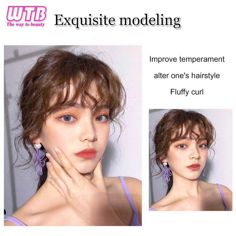 WTB Synthetic Roll bangs Wig Piece Women's Natural Fluffy Seamless Wear Roll Bangs Wig