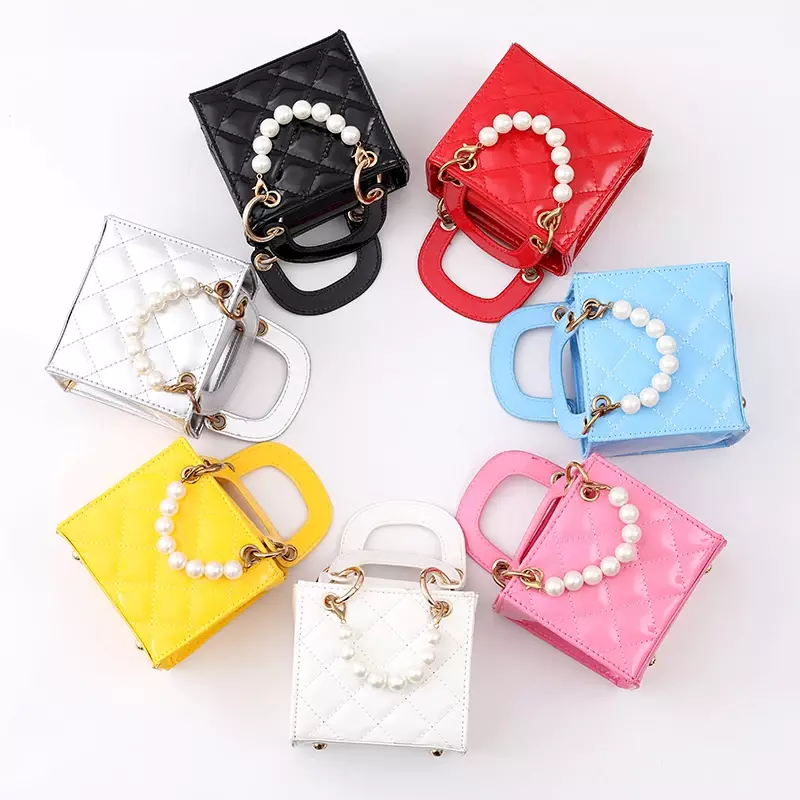 Kinder Pu Ledertasche Perle heiß verkaufen eine Schulter einfarbig Mode einfache vielseitige Handtasche Baby neue Mädchen Umhängetasche