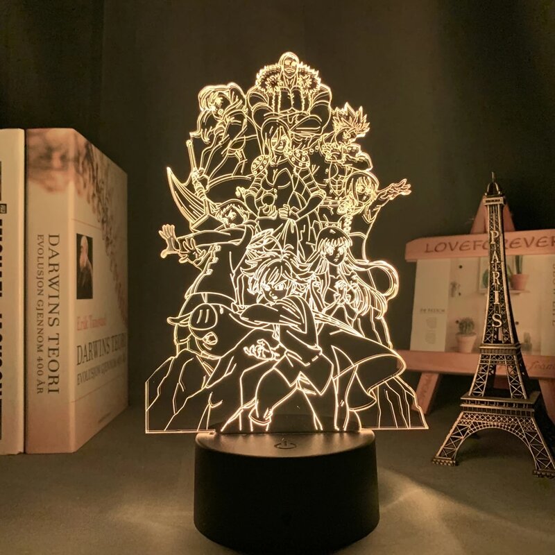 Светодиодная лампа 3d в стиле аниме «Семь смертных грехов», декоративный ночсветильник для спальни, акриловый светодиодный светильник для команды манги, подарок на день рождения