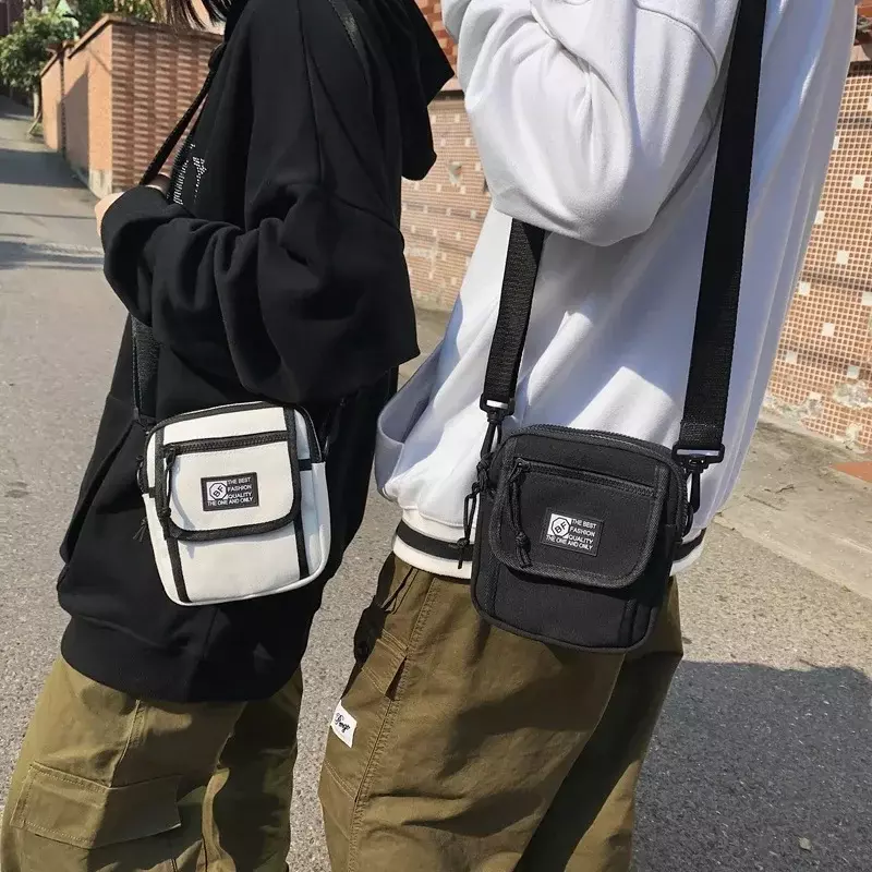 KM014  Men Women Student Canvas Shoulder Bags Street Small Messenger Bag for  Korean Harajuku Unisex Crossbody