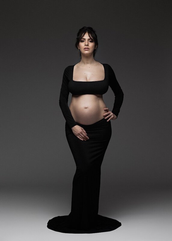 Zwangerschapsjurken Voor Fotoshoot Sexy Uitgesneden Open Open Rug Maxi Jurk Trouwfeest Fotografie Zwangere Vrouwen Kleding
