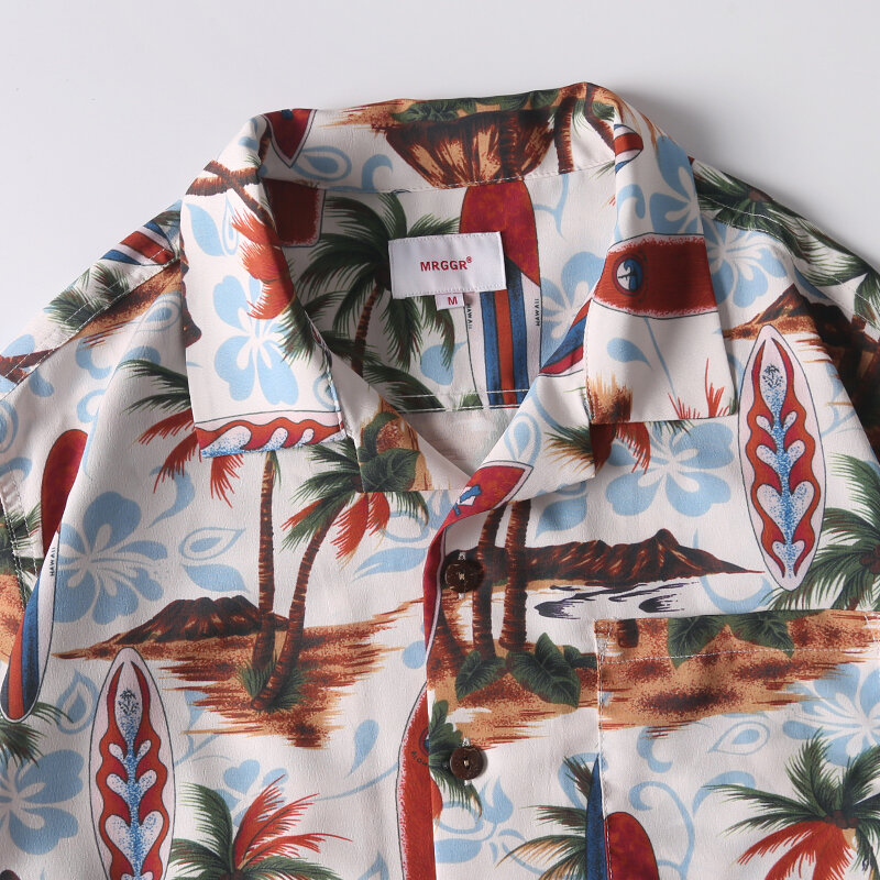 Chemise hawaïenne à manches courtes, vintage, imprimé japonais, cubain UR