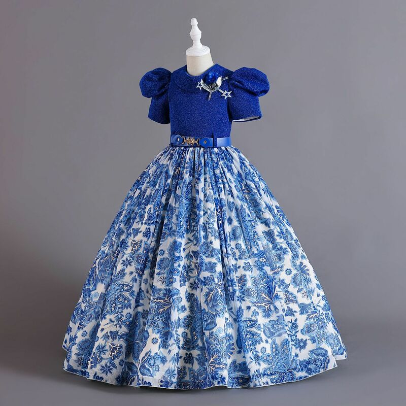 Robe de princesse à paillettes pour enfants, robe de performance de piano haut de gamme, fille de fleur, nœud
