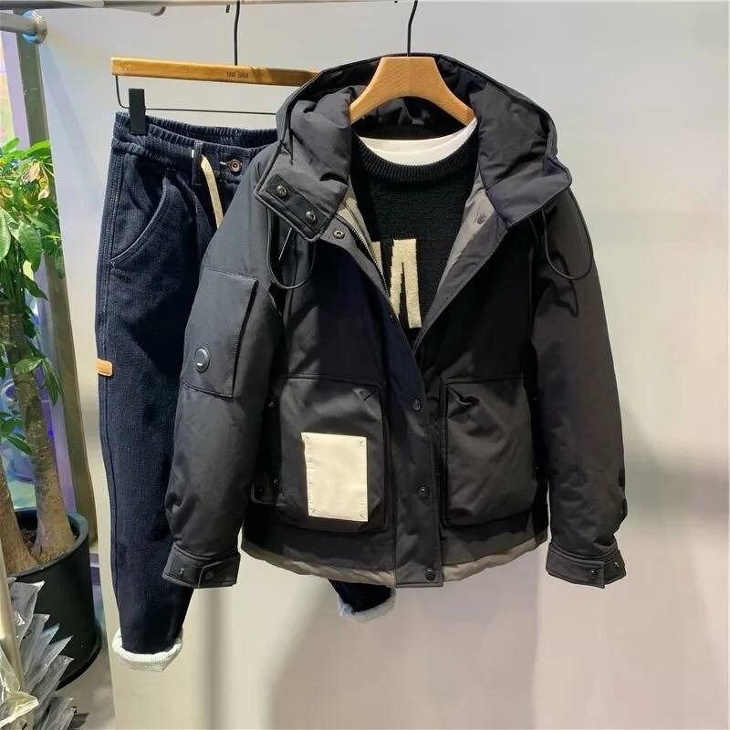 2023 Men's Clothing for Autumn New Coats Jacket with Hoodie Cotton Fashion Short Outerwear Loose Male Matching Coat Parkas Z54