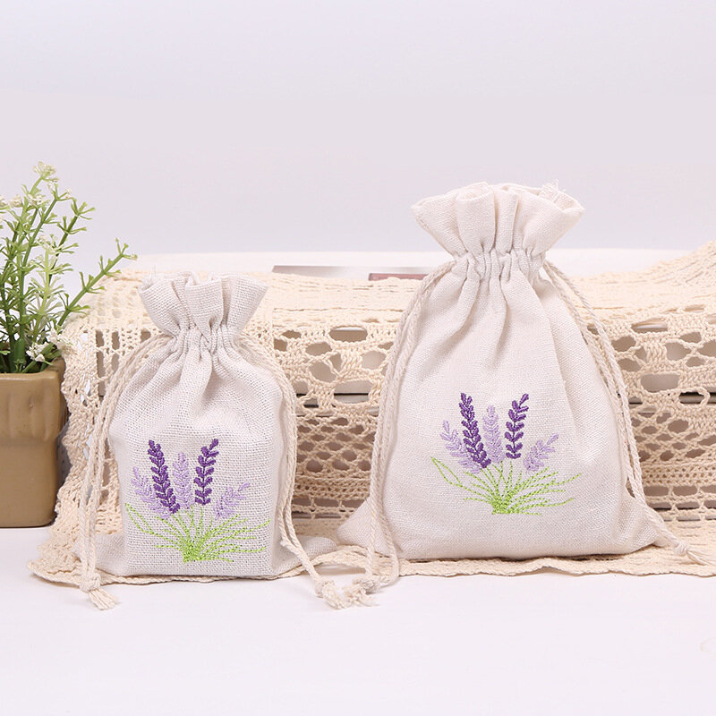 10x14 13x18 Lavender Embroidery Bag Jewelry Packaging Bag Wedding Party Candy Bags Favor Pouches Drawstring Gift Bags 10pcs/Lot