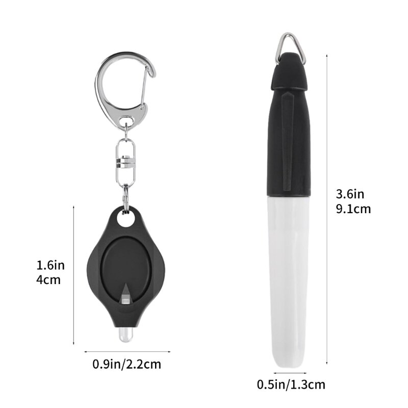 12 Pieces Portable Mini Keyring Torch and Mini Permanent Marker Mini LED Flashlight Keychain for Camping Hiking Fishing