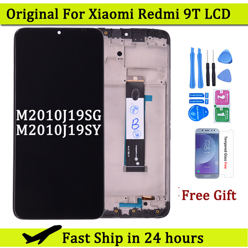6,53 "Оригинальный ЖК-дисплей для Xiaomi Redmi 9T, сенсорный экран, дигитайзер в сборе с рамкой J19S M2010J19SG M2010J19SY POCO M3 LCD