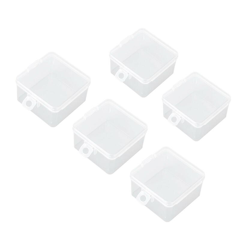 Caixa de armazenamento transparente pequena multiuso com tampa, recipientes transparentes para artesanato, seguros para gabinete, material ABS