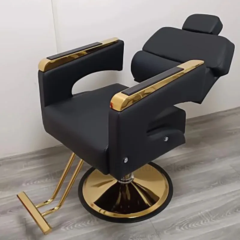 Silla giratoria De cuero Reclinable para peluquería, sillón De lujo para salón, equipo De barbería, muebles