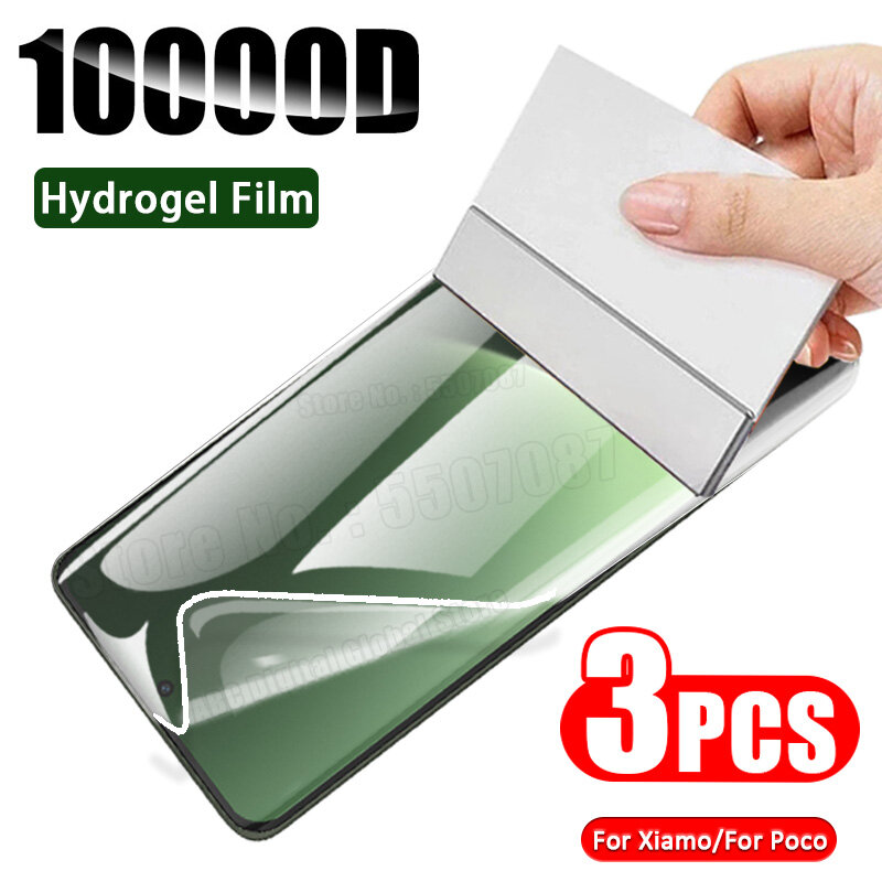 3PCS Hydrogel Film for Xiaomi Mi 13 12 12T 11T Pro 11 10 Lite 5G Screen Protector for Poco X5 X4 X3 M4 M3 Pro 5G F4 M5 Not Glass