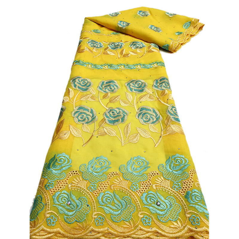 Encaje seco bordado de algodón africano para mujer, gasa suiza de alta calidad con piedras, vestidos de fiesta de boda, venta al por mayor, 2024