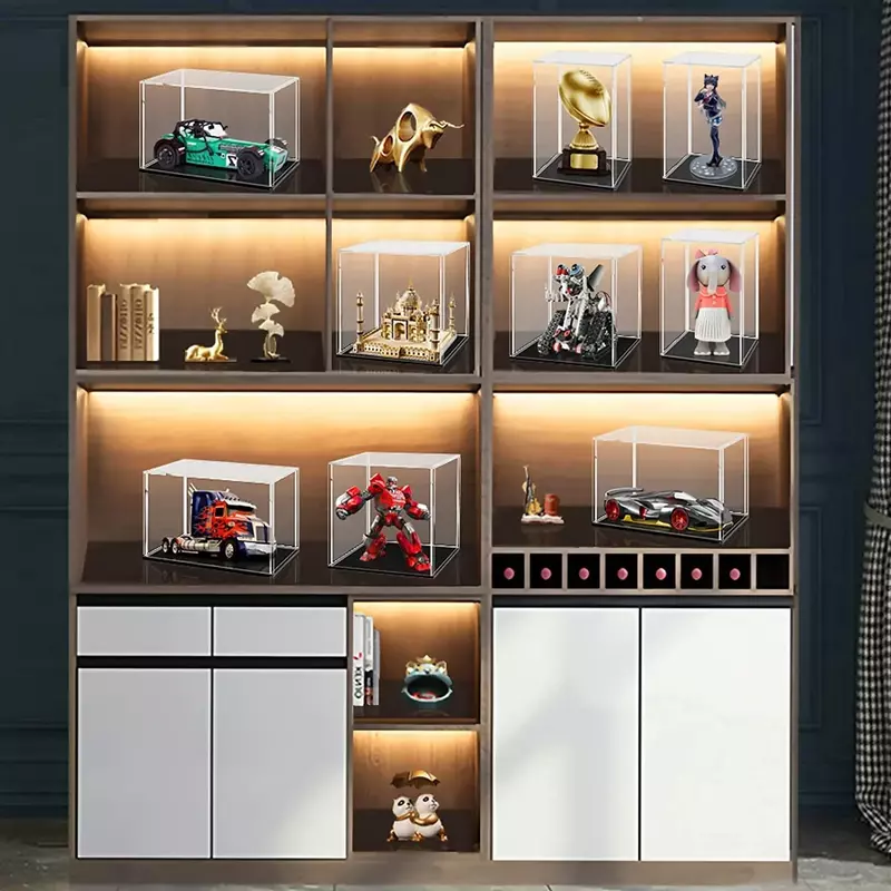 Transparente Acrílico Display Box, armário de exibição modelo, Dustproof Doll Figura Transparente Blind Box, Proteção Armazenamento Rack