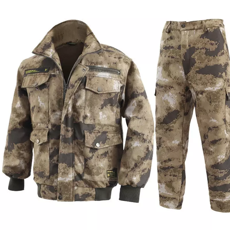 Tuta invernale da uomo Plus Tactical Training Fleece tasche Multiple giacca pantaloni Cargo resistente all'usura Warm Camouflage 2 pezzi set nuovo