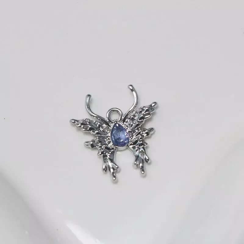 Breloques papillon en cristal en forme de goutte d'eau, pendentif en alliage de mites, boucle d'oreille faite à la main, collier de bricolage, accessoires de bijoux exécutifs, 5 pièces