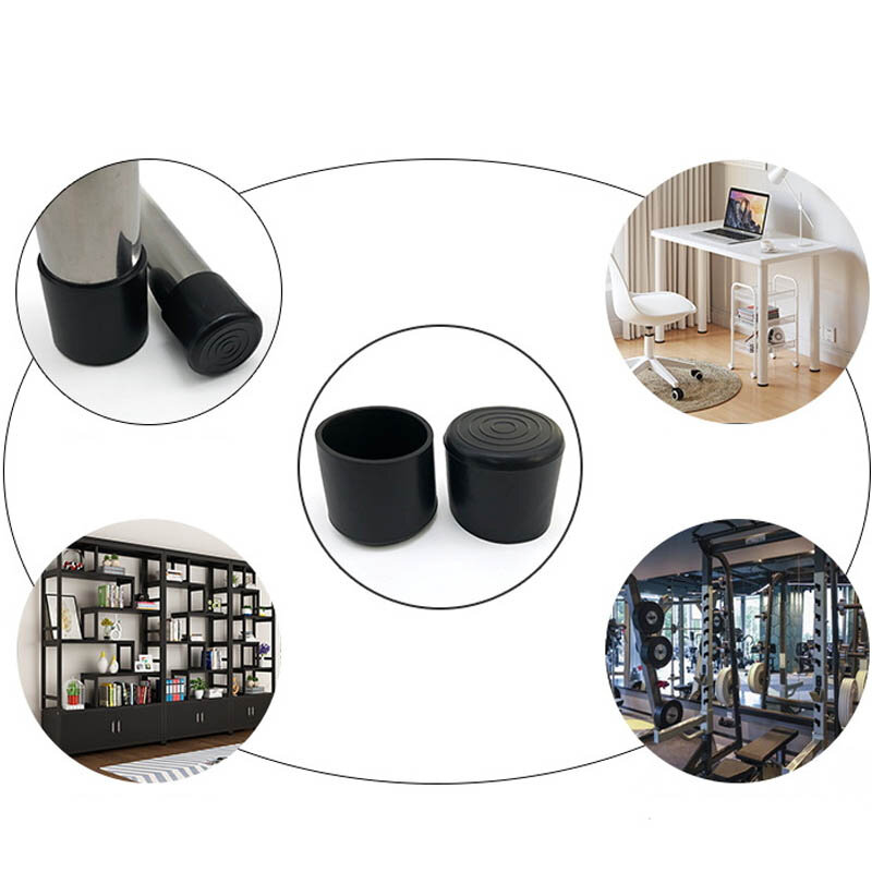 Black Round Chair Table Feet Stick Pipe Tubing End Cover Caps Cap PVC Rubber Diameter 6~60mm Floor Protection Pads Non-slip