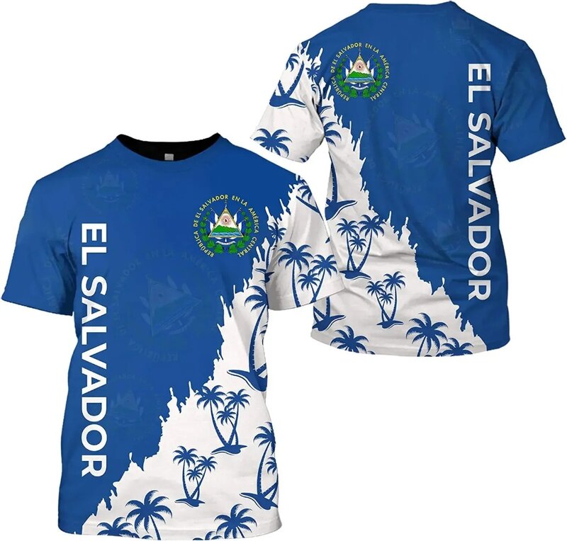 T-shirt El Salvador per uomo e donna stampata in 3d oversize O-collar abbigliamento uomo