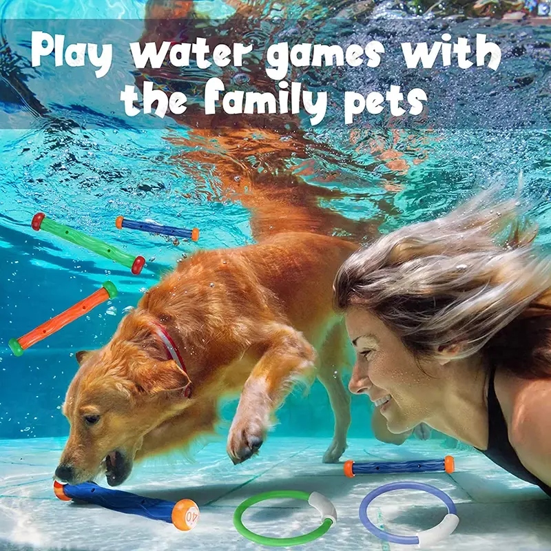 Juguetes de buceo en la piscina para niños, incluye palos, tesoros de RingsPirate, Toypedo, banderines, regalos de agua de peces