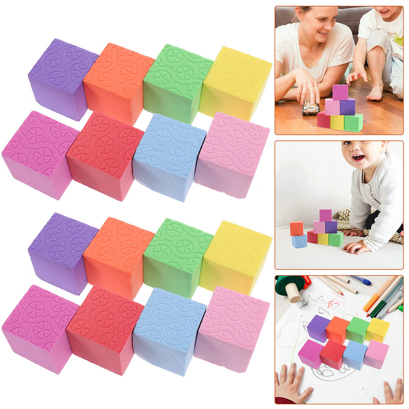 50pcs Colorful Foam Building Blocks Square Cube Blocks Teaching Aids for Preschool