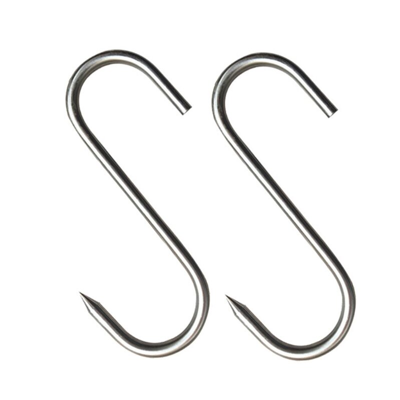 Crochets en S en acier inoxydable avec pointe pointue, ustensile pour viande, cintre pour boucherie, outils de cuisson de cuisine