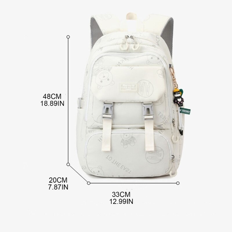 Multi-bolso bonito pingente mochila escolar portátil mochilas viagem para estudantes adolescentes meninos meninas casual