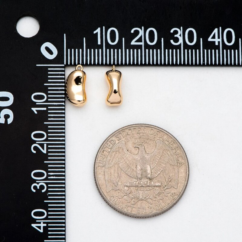 10 pçs banhado a ouro latão feijão encantos 11x5.5mm, para fazer jóias diy material suprimentos acessórios (GB-2989)