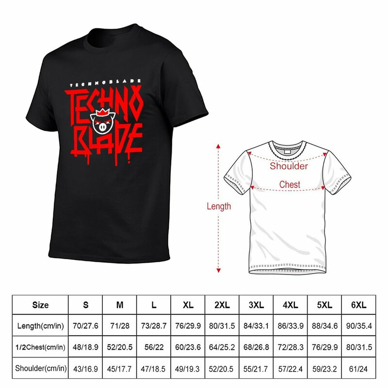 TechnoBlade-T-shirt extragrande com logótipo para homens, roupas bonitas, roupas de treino, plus size, vermelho, kawaii, clássico