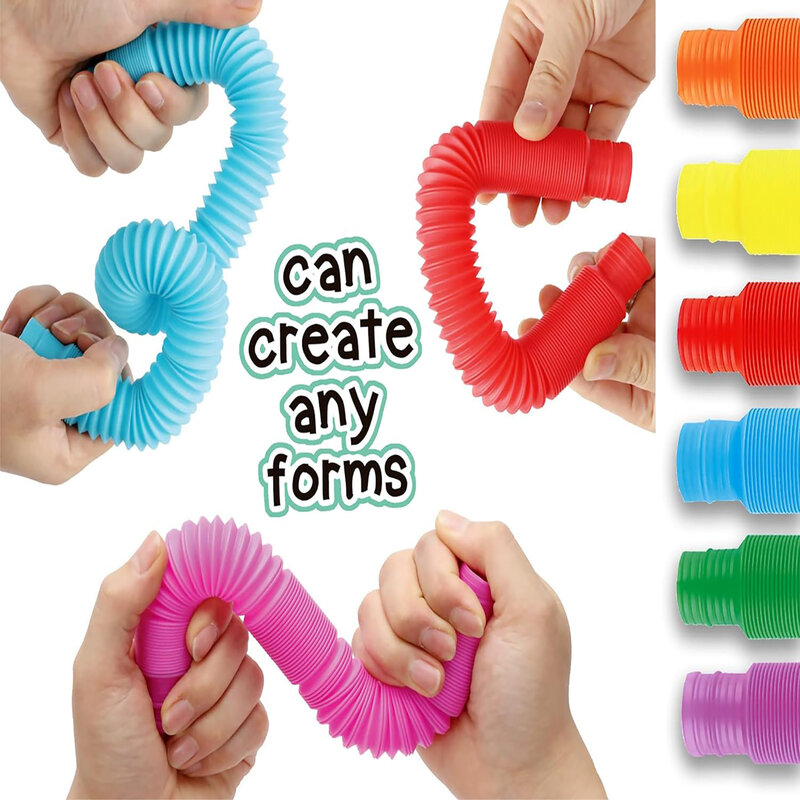 Grandes tubos pop fidget brinquedos para crianças e adultos, estresse e alívio da ansiedade, favores de festa, tubos sensoriais, 8pcs